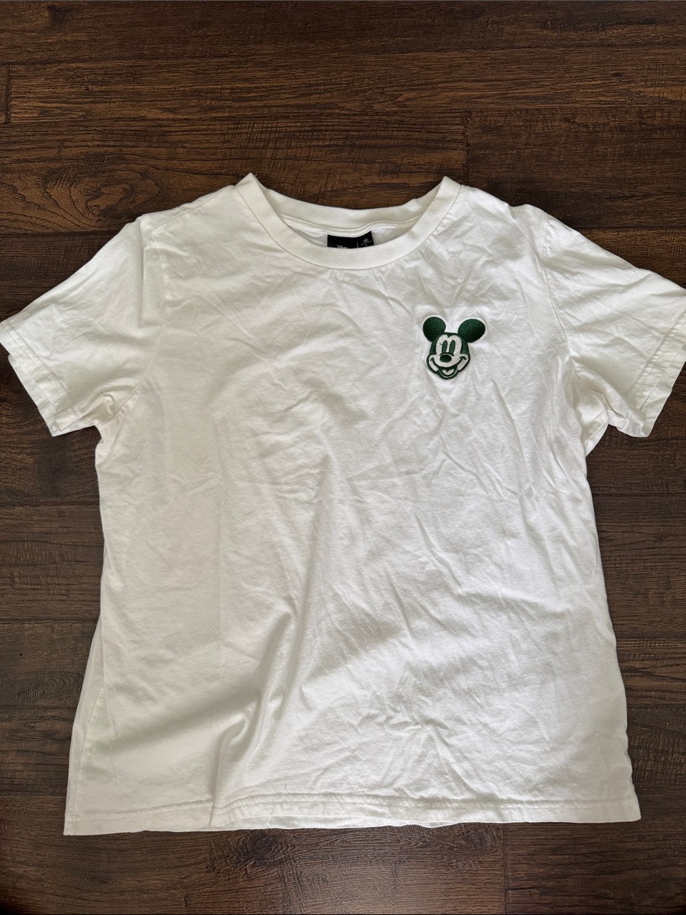 Disney White Short Sleeve Tee with Green Mickey Patch